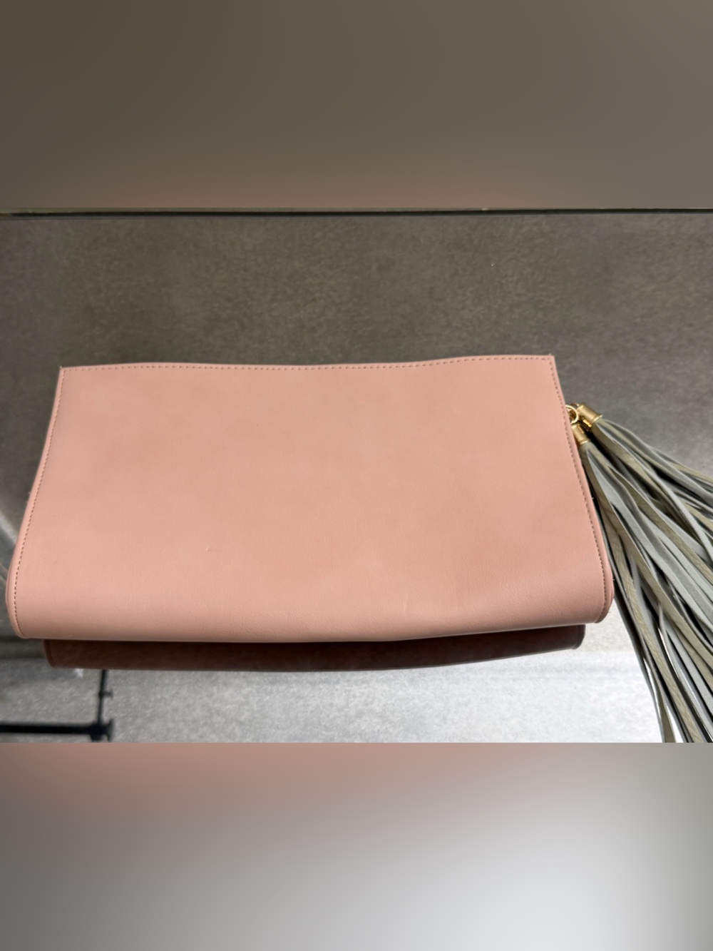 Versatile Pink Leather Wristlet Clutch with Tassel Accent